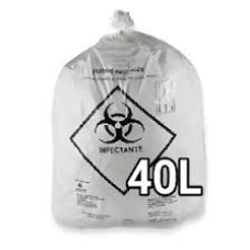SACO HOSPITALAR INFECTANTE 40LT BRANCO COM 100 UNIDADES