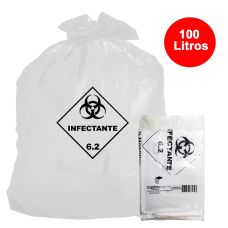 SACO HOSPITALAR INFECTANTE 100LT BRANCO COM 100 UNIDADES